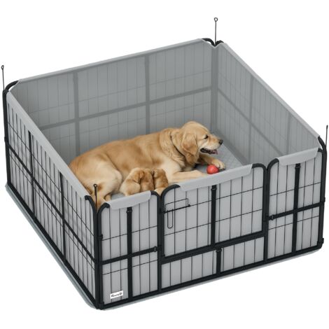 Pawhut – Parc de mise bas pour chien – 4 panneaux modulables – Acier noir – Tissu Oxford 600D résistant – Dimensions 122L x 122l x 60H cm