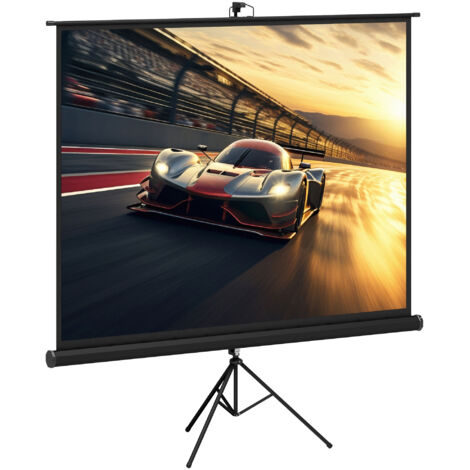 Écran de projection 100 pouces 4K HD 4:3 support trépied hauteur réglable noir