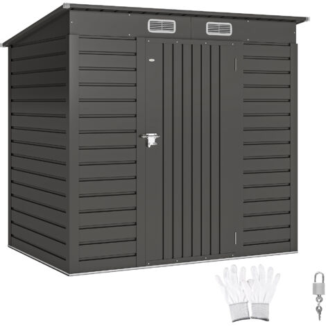 Abri de jardin cabanon dim. 191L x 130l x 166H cm porte verrouillable ventilations tôle acier ondulé gris