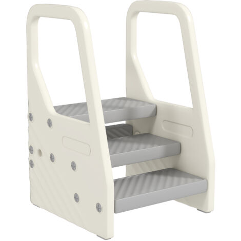 Marchepied Enfant Réglable 2-3 Marches - Pliable, Accoudoirs, Antidérapant, Pour Salle De Bain Et Cuisine