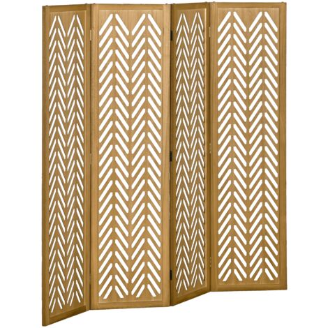 Homcom – Paravent intérieur ajouré 4 panneaux pliables en bois de paulownia – Cloison de séparation autoportante – Dimensions L160 x H170 cm