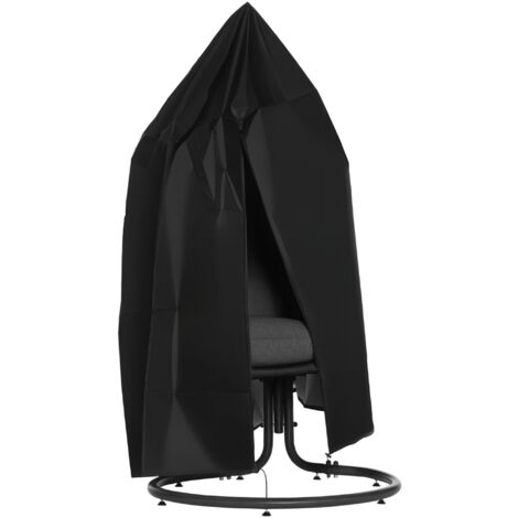 Housse fauteuil suspendu zippée cordon de serrage - dia. 115 x 190H cm - Oxford 210D noir (1/5)