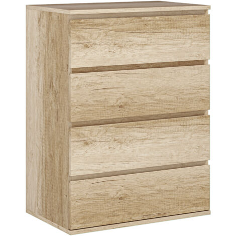 Homcom – Commode enfant 4 tiroirs – Design épuré en bois naturel – Dimensions 60x40x80cm – Construction robuste en MDF – Finition résistante à l'eau