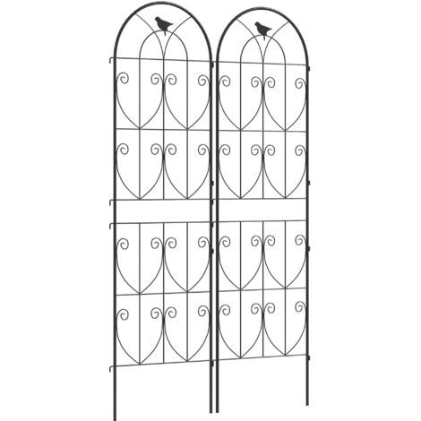 Support pour plantes grimpantes - Outsunny - avec oiseaux - lot de 2 - pour légumes vignes fleurs - en métal - 50 x 180 cm - noir