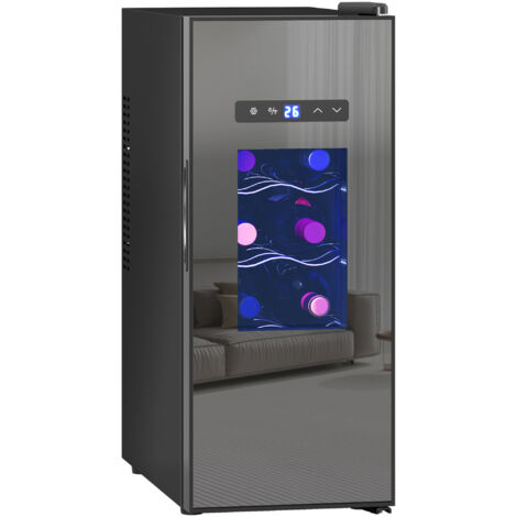 Cave à vin 12 bouteilles 30L thermoélectrique silencieuse - porte verre, éclairage LED, écran tactile numérique - noir