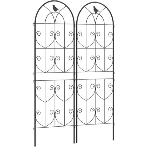 Support pour plantes grimpantes - Outsunny - avec oiseaux - lot de 2 - pour légumes vignes fleurs - en métal - 50 x 150 cm - noir