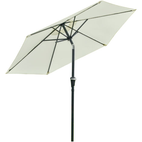 Parasol hexagonal inclinable dim. Ø 2,3 x 2,16H m métal polyester haute densité crème