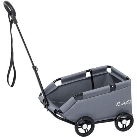 Poussette chien chariot 4 roues pliable avec poignée multidirectionnelle - nombreux équipements - noir gris