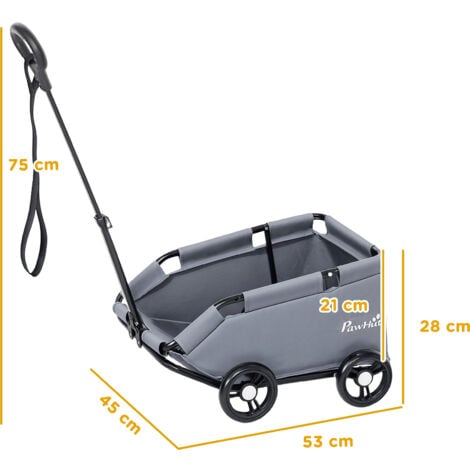 Poussette chien chariot 4 roues pliable avec poignée multidirectionnelle - nombreux équipements - noir gris