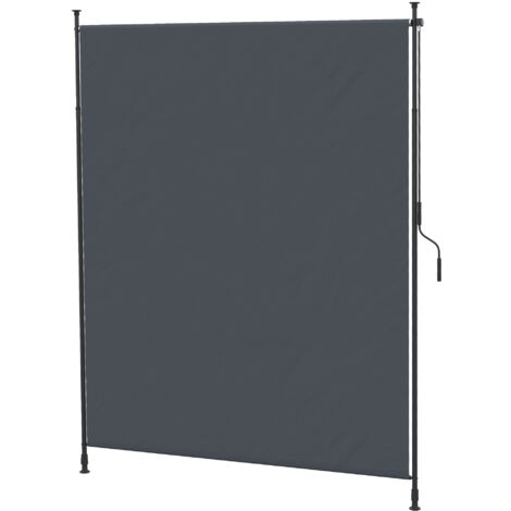 Store vertical réglable avec manivelle - brise-vue - installation sans perçage - alu métal gris