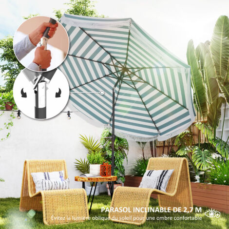 Parasol De Jardin Inclinable Octogonal 180 Cm - Toile Polyester Anti-UV, Mât Aluminium, Hauteur Réglable, Sac Inclus Parasol Plage Aluminium Hauteur Réglable