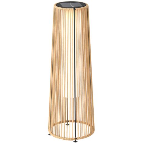 Lampadaire LED de jardin style colonial dim. Ø 21,5 x 61H cm résine tressée filaire beige (1/5)