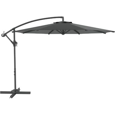Outsunny – Parasol déporté octogonal rabattable Ø 3 m – Châssis métal époxy gris foncé – Toile polyester 180 g/m² – Pied en croix inclus