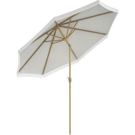 Outsunny – Parasol octogonal inclinable 2,65 m – Mât baleine métal aspect bois – Polyester haute densité 180 g/m² – Hauteur 2,44 m – Blanc