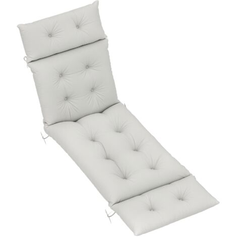 Matelas bain de soleil style Chesterfield - matelas de transat - coussin de chaise longue - tissu gris clair