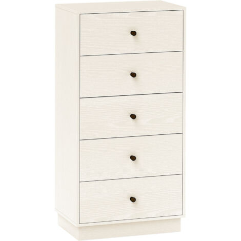 Homcom – Commode enfant 5 tiroirs – Meuble de rangement haut et étroit – Dimensions 47x29x95cm – Panneau de particules crème (1/5)