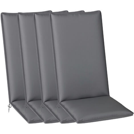Outsunny – Lot de 4 coussins de chaise extérieur – Polyester 200g/m² UPF50+ – Rembourrage mousse 25D – Attaches réglables – 124x50x5cm – Gris
