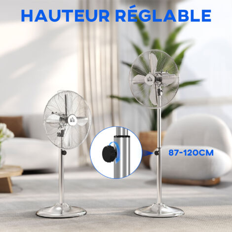Ventilateur Sur Pied 50W 3 Vitesses Oscillant Inclinable Hauteur ventilateur-sur-pied-50w-3-vitesses-oscillant-inclinable-hauteur