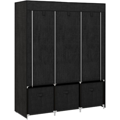 Homcom – Armoire de rangement en tissu pliable – 5 étagères, 2 tringles, 3 tiroirs – Dimensions 125L x 43l x 162,5H cm – Couleur noir