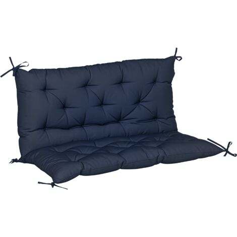 Coussin matelas assise dossier pour banc de jardin balancelle canapé grand confort 100 x 98 x 8 cm bleu