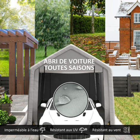 Tente Garage Outsunny 6x3m - Acier Galvanisé - Bâche PE 180g/m² Imperméable UV - Vert