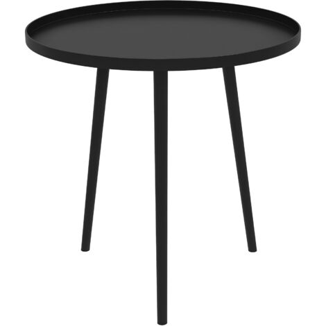 Table basse de jardin d'appoint design scandinave Ø 40 x 50H cm acier époxy noir