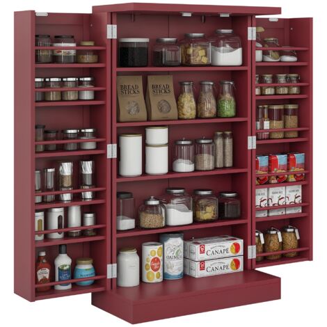 Armoire de cuisine 2 portes total 14 étagères - dim. 60L x 30l x 104H cm - MDF bordeaux