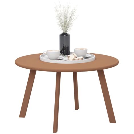 Outsunny – Table basse de jardin ronde Ø 70 cm – Métal époxy coloris rouille – Hauteur 42 cm – Patins antidérapants pour protection sols