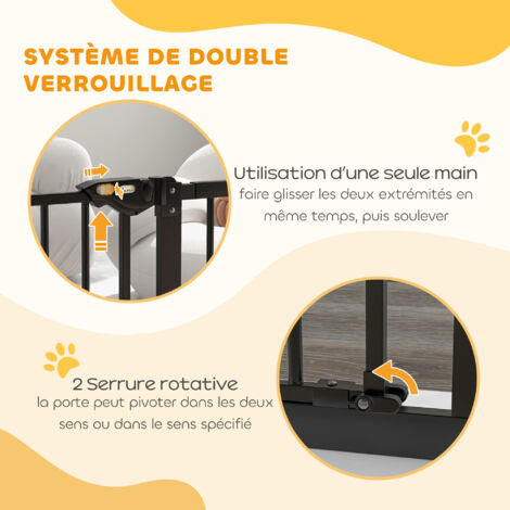 Barrière De Sécurité Bébé 104cm Haut - Réglable 76-111cm Large, Fermeture Auto, Installation Sans Percer (Blanc)
