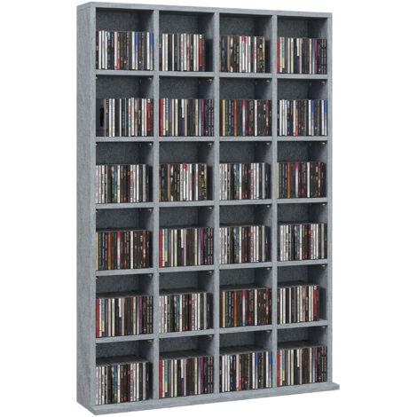 Homcom – Bibliothèque en bois gris avec étagères réglables – Rangement pour 456 CD et 336 DVD – Dimensions 89 x 130,5 cm