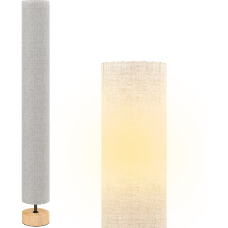 Homcom – Lampadaire colonne sur pied en bois de pin – Abat-jour lin gris – H.120 cm – Éclairage tamisé pour ambiance zen