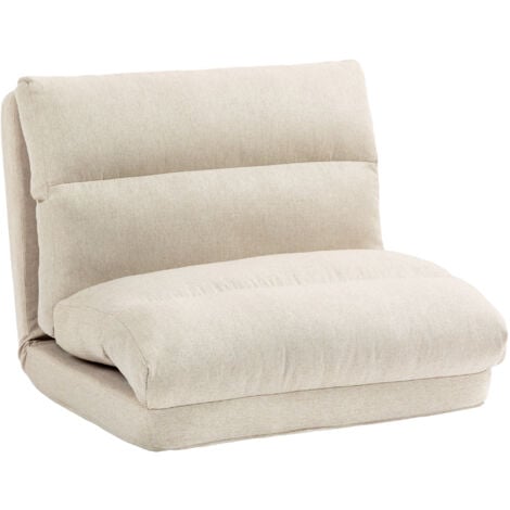Fauteuil convertible fauteuil paresseux grand confort inclinaison dossier multipositions 90°-180° tissu beige chiné