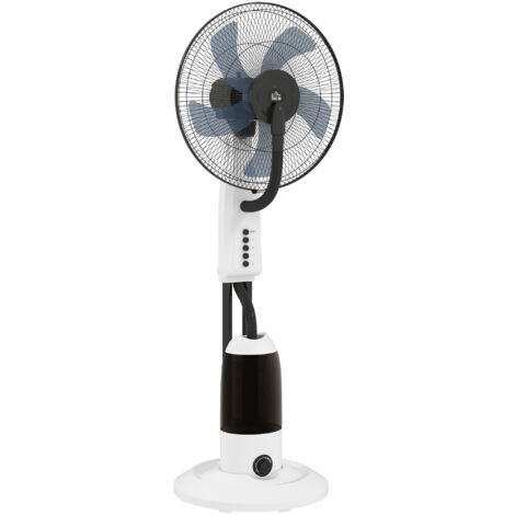 Ventilateur brumisateur sur roulettes - oscillant silencieux 90 W - 4 vitesses - dim. Ø 44 x 120H cm noir blanc