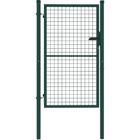 Outsunny – Portillon de jardin en acier 97 x 200 cm – Serrure et clés incluses – Cadre anti-rouille – Installation facile avec poteaux