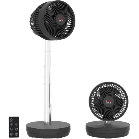 Ventilateur de table sur pied 2 en 1 - oscillant réglable - batterie rechargeable USB - 10 vitesses, timer - noir