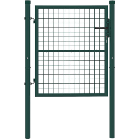 Outsunny – Portillon de jardin en acier vert 97 x 150 cm – Serrure et clés incluses – Cadre anti-rouille pour extérieur – Installation facile avec poteaux