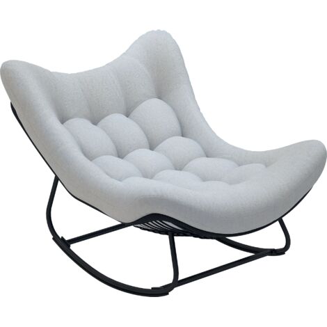 Fauteuil de jardin à bascule - fauteuil à oreilles - chaise à bascule - épais coussin capitonné gris