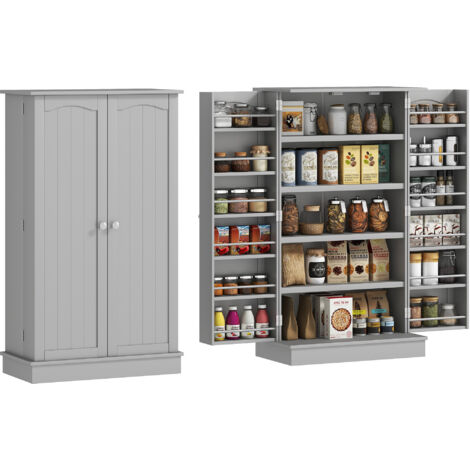 Armoire de cuisine rangement épices 2 portes 4 étagères 12 porte-épices dim. 60 x 30 x 104 cm gris