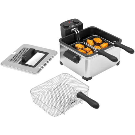 Homcom – Friteuse électrique 5L 2000W – Température réglable 150-190°C – Minuterie 60 min – Acier inoxydable pour fritures croustillantes
