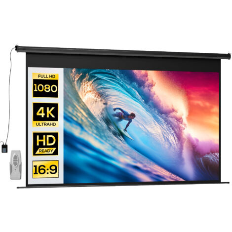 Écran de projection motorisé home-cinéma format 16:9 120 pouces 4K HD avec télécommande noir