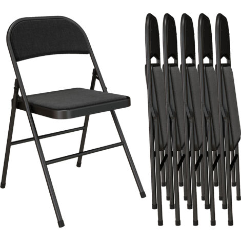 Homcom – Lot de 6 chaises pliantes noires – Assise et dossier rembourrés – Acier robuste – Dimensions 45x46x78cm – Charge max 120kg