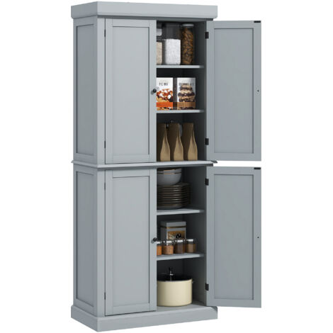 Homcom – Armoire de cuisine moderne avec étagères réglables – Dimensions 76 x 40,5 x 184 cm – Matériau MDF – Couleur gris