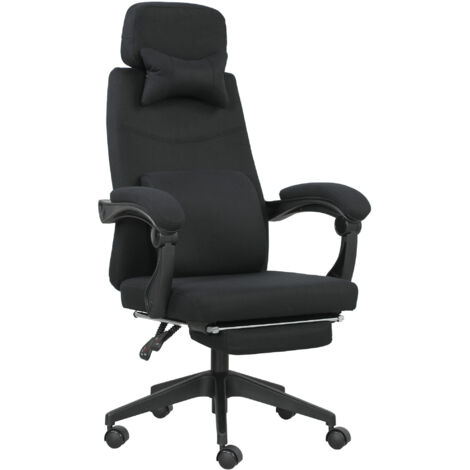 Fauteuil de bureau - Vinsetto - grand confort - dossier réglable repose-pied roulettes 360° - lin - 62 x 68 x 127 cm - noir (1/5)
