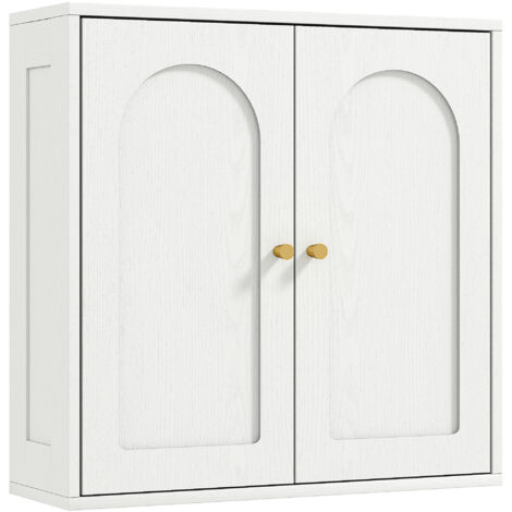Armoire murale salle de bain - HOMCOM - moderne - placard à double porte et poignées dorées - MDF - 60 x 20 x 60 cm - blanc