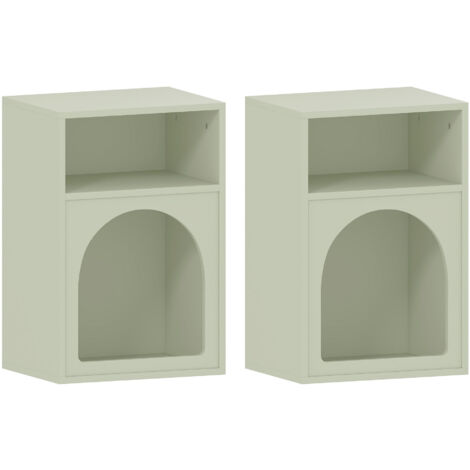 Homcom – Lot de 2 tables de chevet en MDF – Dimensions 40 x 30 x 60 cm – 2 niches ouvertes – Coloris vert d'eau pour petits espaces