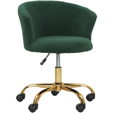 Vinsetto – Chaise de bureau ergonomique réglable – Piètement acier doré – Garnissage mousse haute densité – Dimensions 58x56x68-76cm – Couleur vert