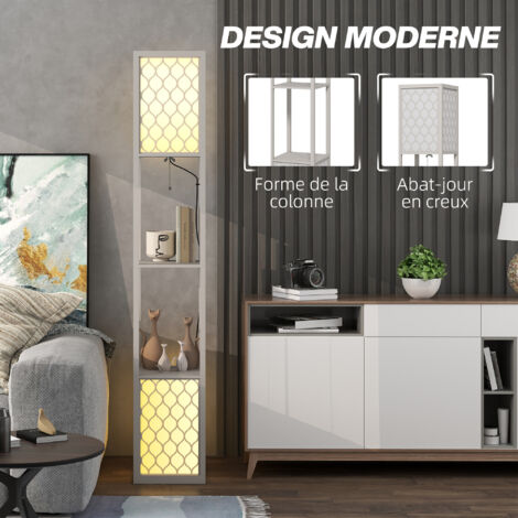 Lampadaire Double Tête Réglable HOMCOM - Abat-jour Verre Floral Doré, Douille E27 Max 40W (165cm) - 7