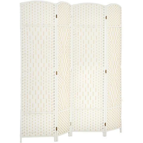 Homcom – Paravent intérieur en bois 4 panneaux 180 x 180 cm – Séparateur de pièce pliable en bois de pin – 9 charnières métalliques