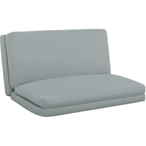 Homcom – Canapé convertible pliable 4 parties – Tissu aspect lin respirant – Charge max 240 kg – Dimensions 137,5 x 85,5 x 74 cm – Gris clair (1/5)