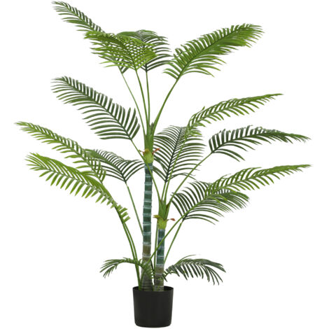 Plante artificielle intérieure - HOMCOM - pot en plastique et flocage, 16 feuilles en PEVA - 170 cm - vert (1/5)